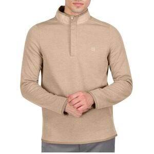Three Sixty Six Mens Fleece Half Snap Moisture Wick Golf Sweater, Khaki, XXL